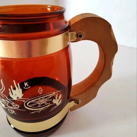 Vintage Siesta Ware Mug Cup, 14 ounce, glass with wooden handle - Picture 5 of 8